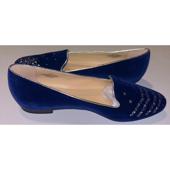 NWOB C. Wonder Cassandra Blue Velvet Star Flats Size 8W With Silver Details - Picture 6 of 10
